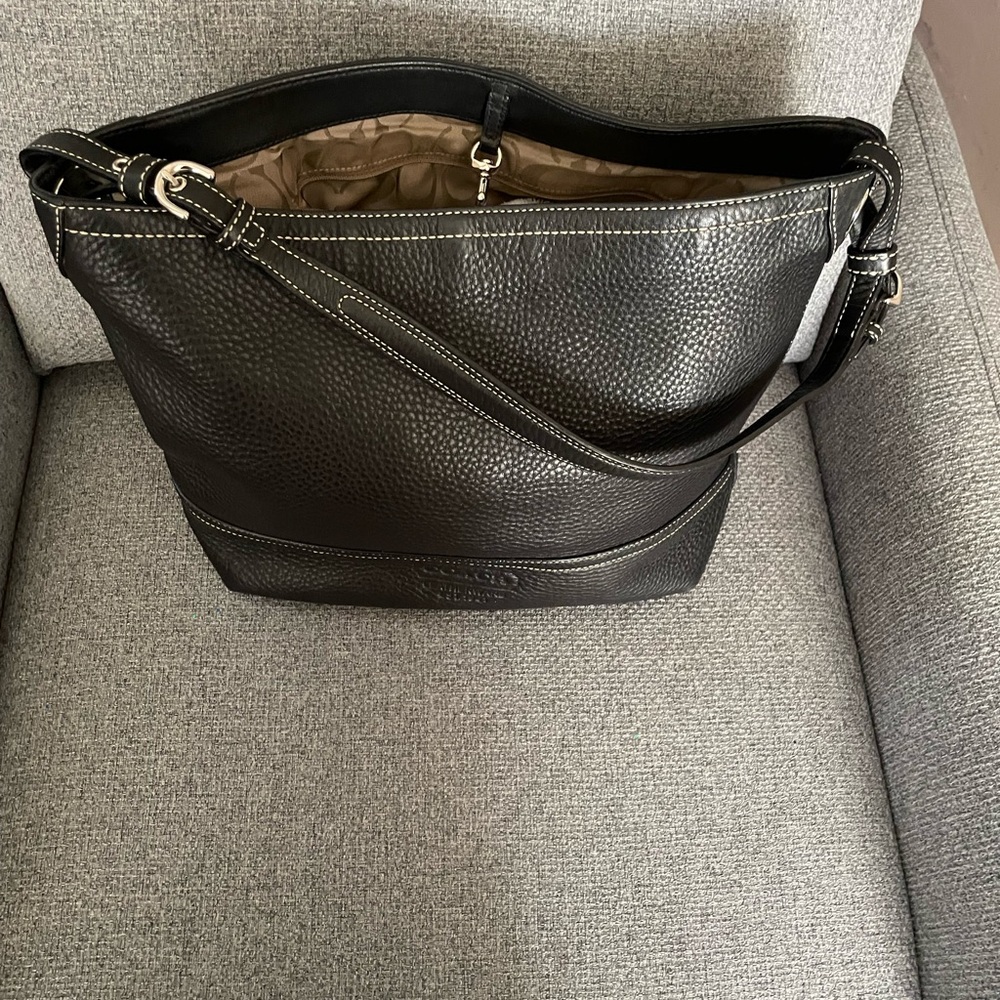 Coach Black Hobo with Silver and Gold Accents Black in EUC